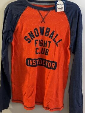 Arizona husky Jean Company Kids Long Sleeve Tee in Orange and Navy